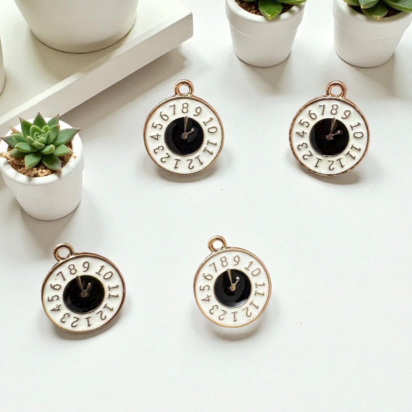 White Clock Charm 1Pc