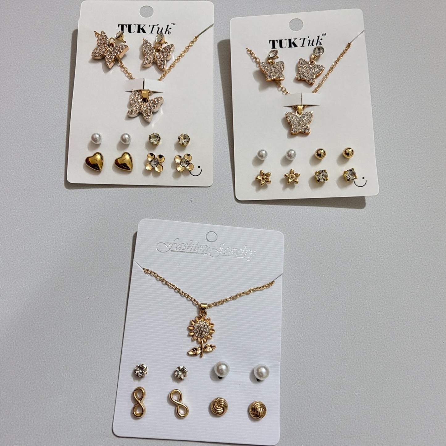 Gold Earrings And Necklace combo (Pack of 3 Set)