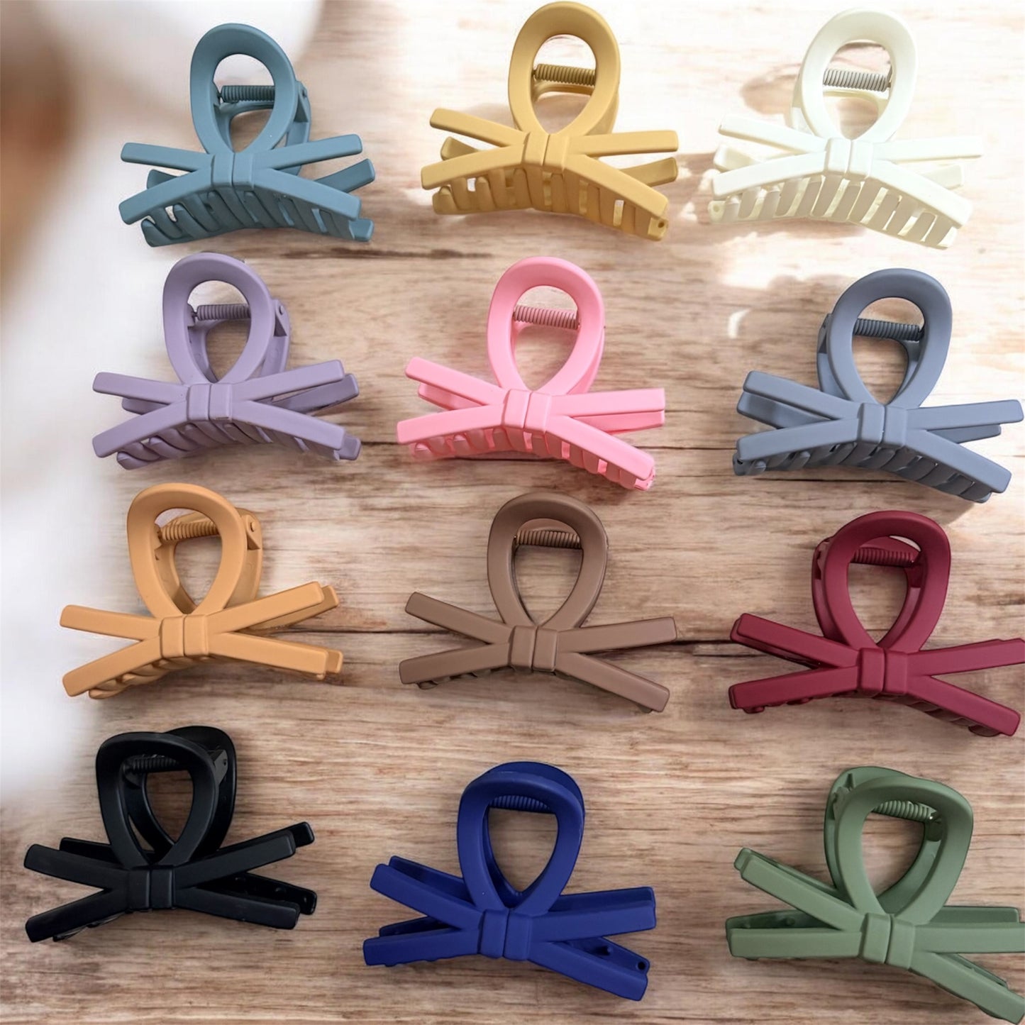 Matte Bow Korean Hair Clips (Mixed Color 6 pcs) JHKC100208 (Big)
