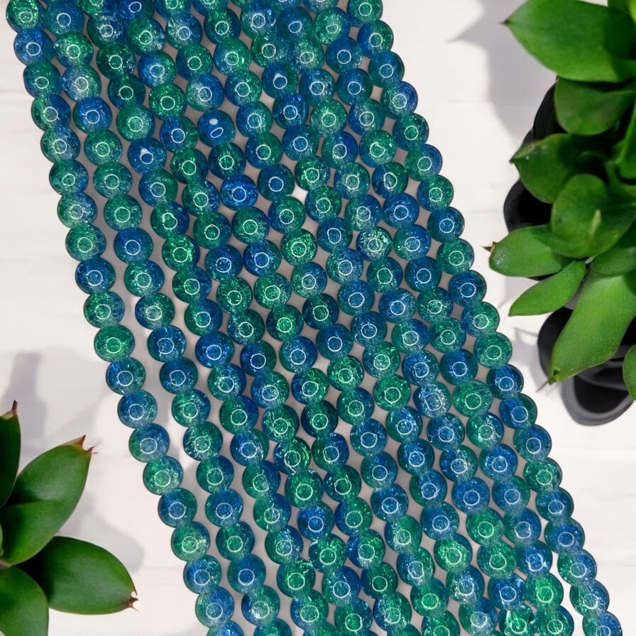 Crackle Beads 8mm - Turquoise Blue & Green