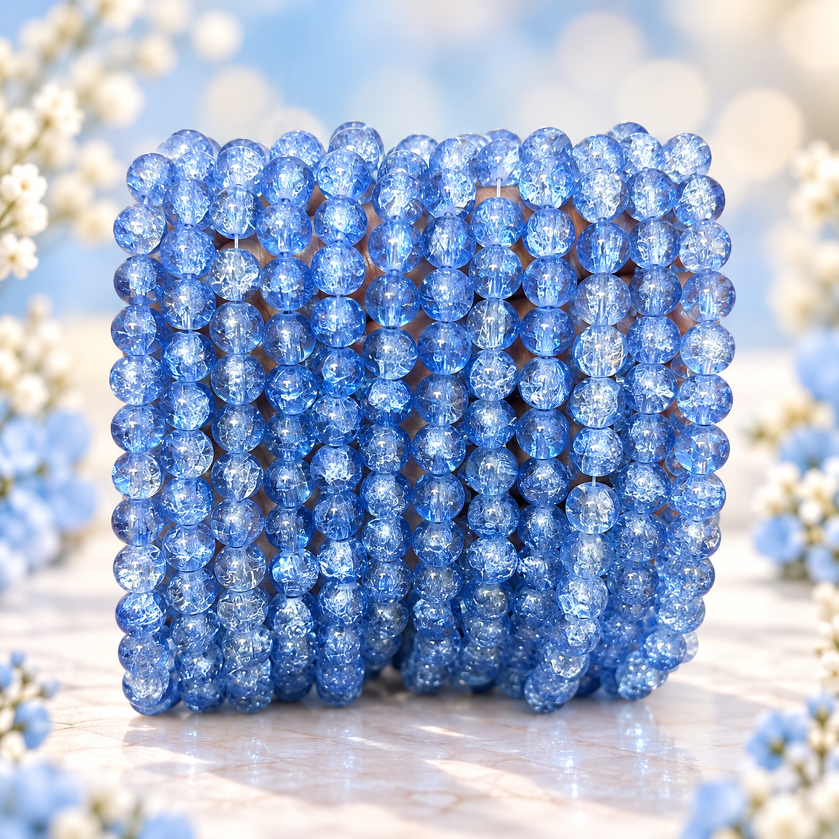 Crackle Beads 8mm - Ink Blue