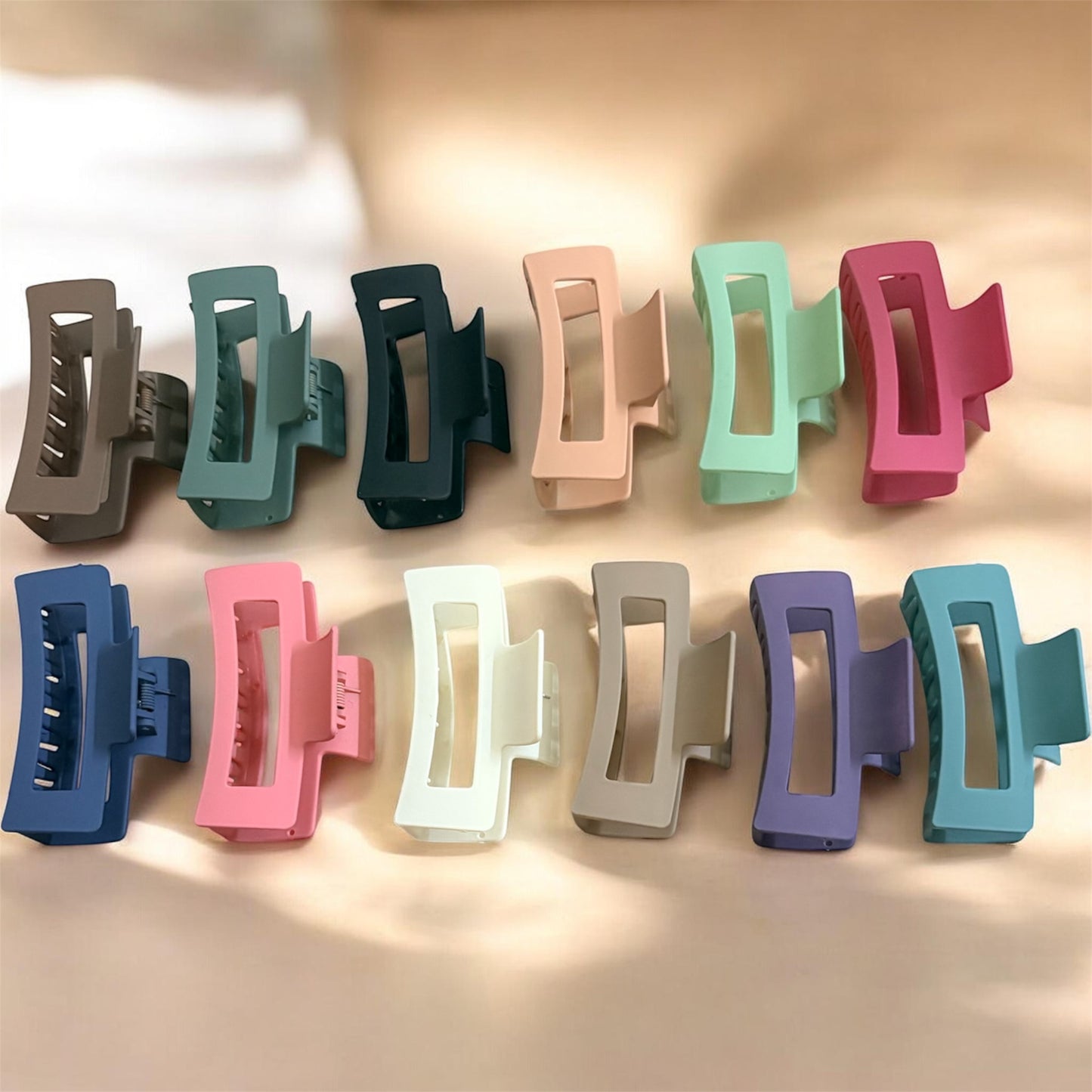 Matte Rectangle Korean Hair Clips (Mixed Color 6 pcs) JHKC100211 (Big)