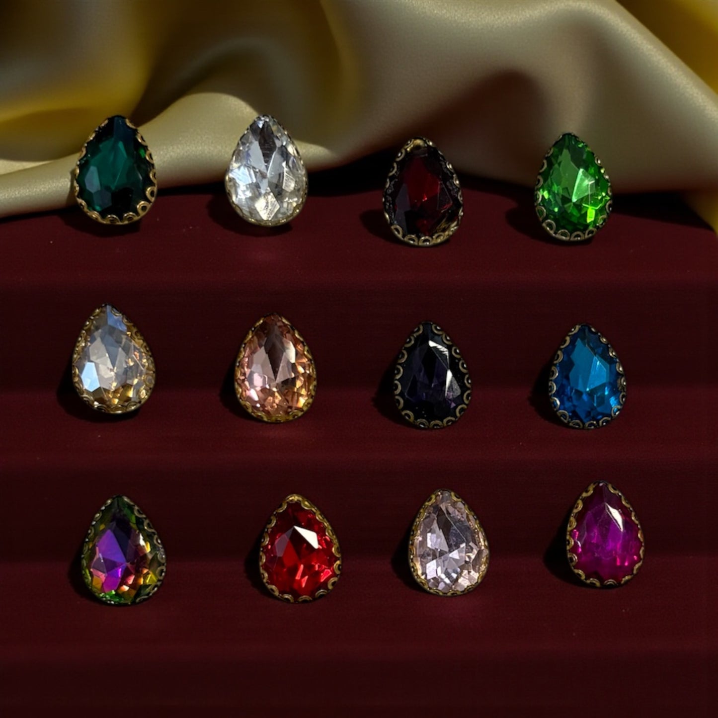 Trending Drop Glass Crystal Clip Stones (5pcs)