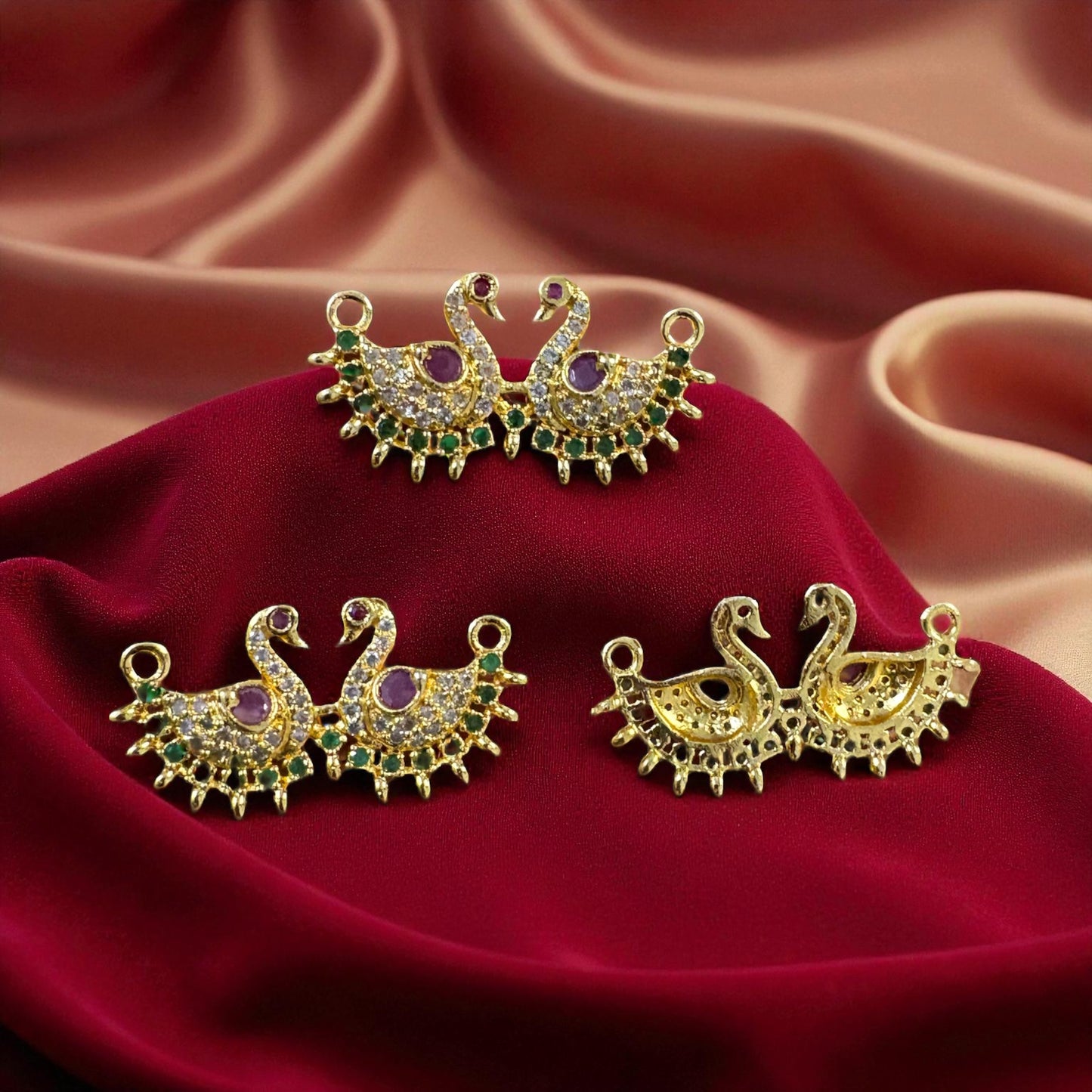 Luxury Couple Duck AD Stone Necklace Pendant