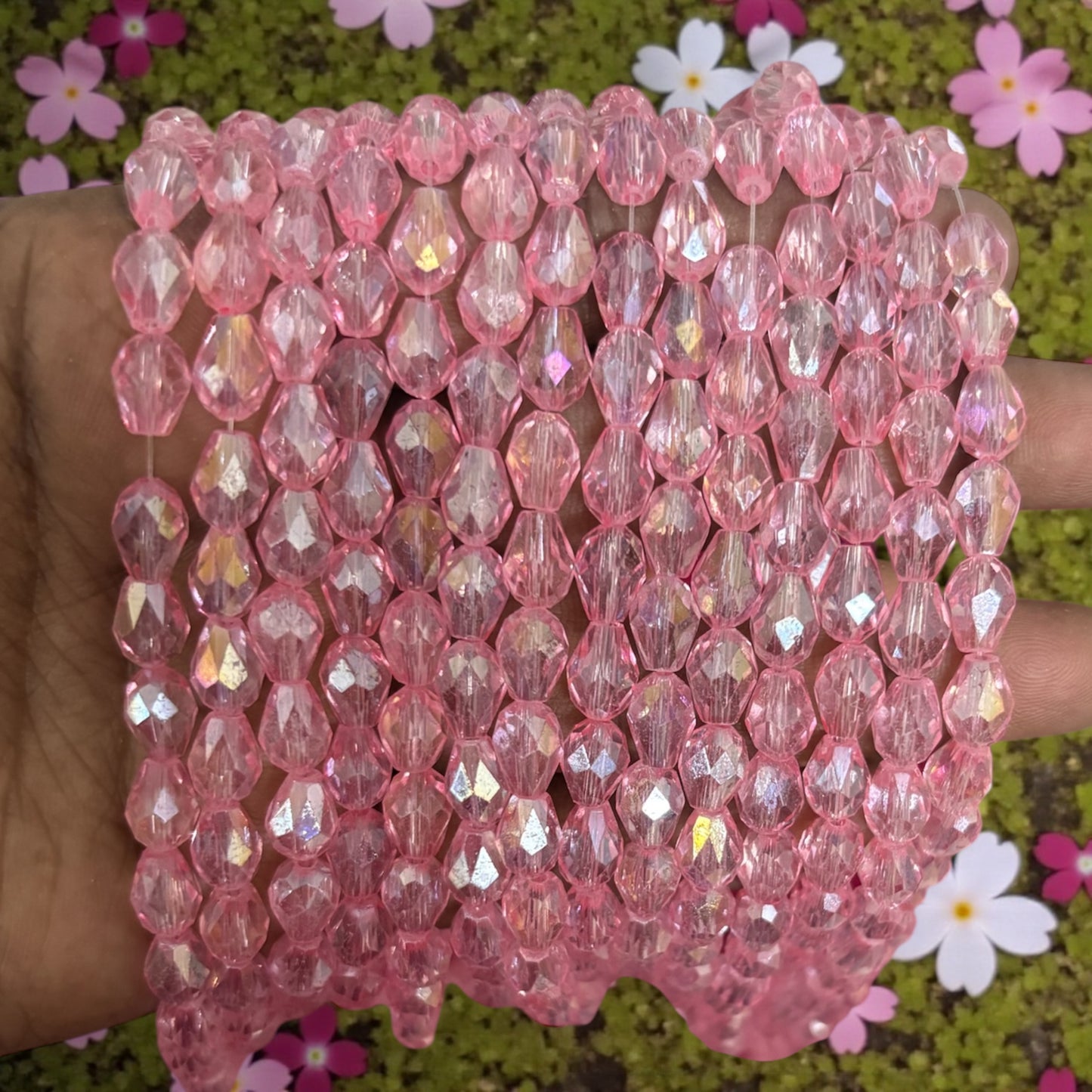 Premium Drop Crystal Beads 8mm - Pink