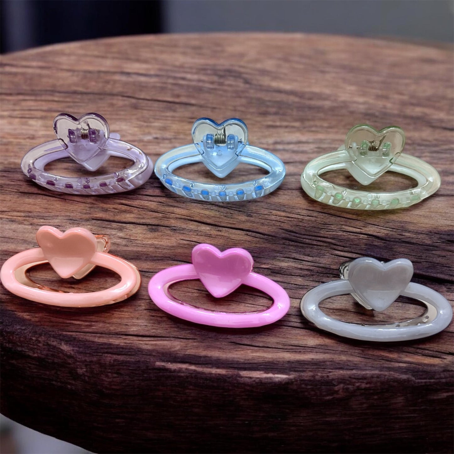 Shiny Oval Heart Korean Hairclips (Big) - Pack of 6 Pcs JHKC100299