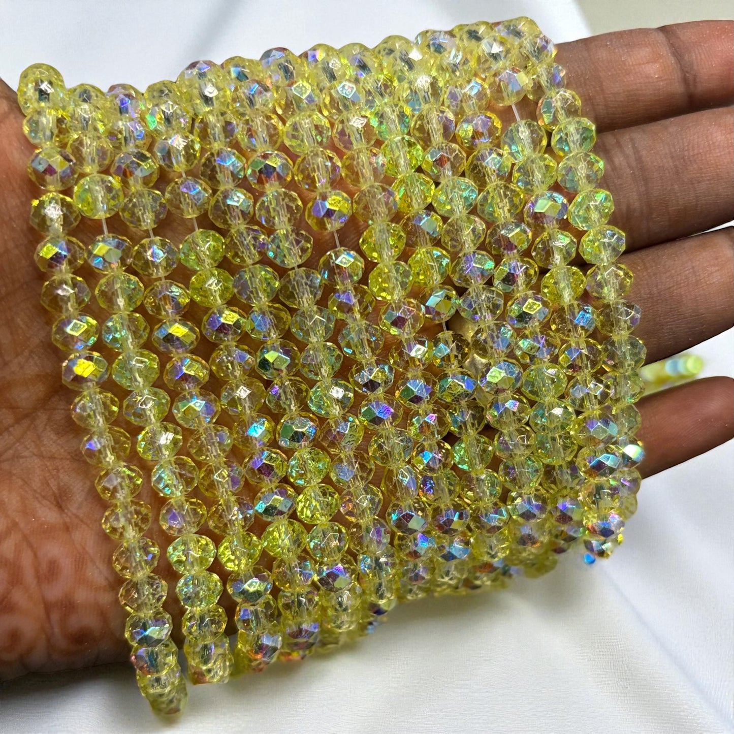 Premium Glitter Crystal Beads 6mm - Yellow