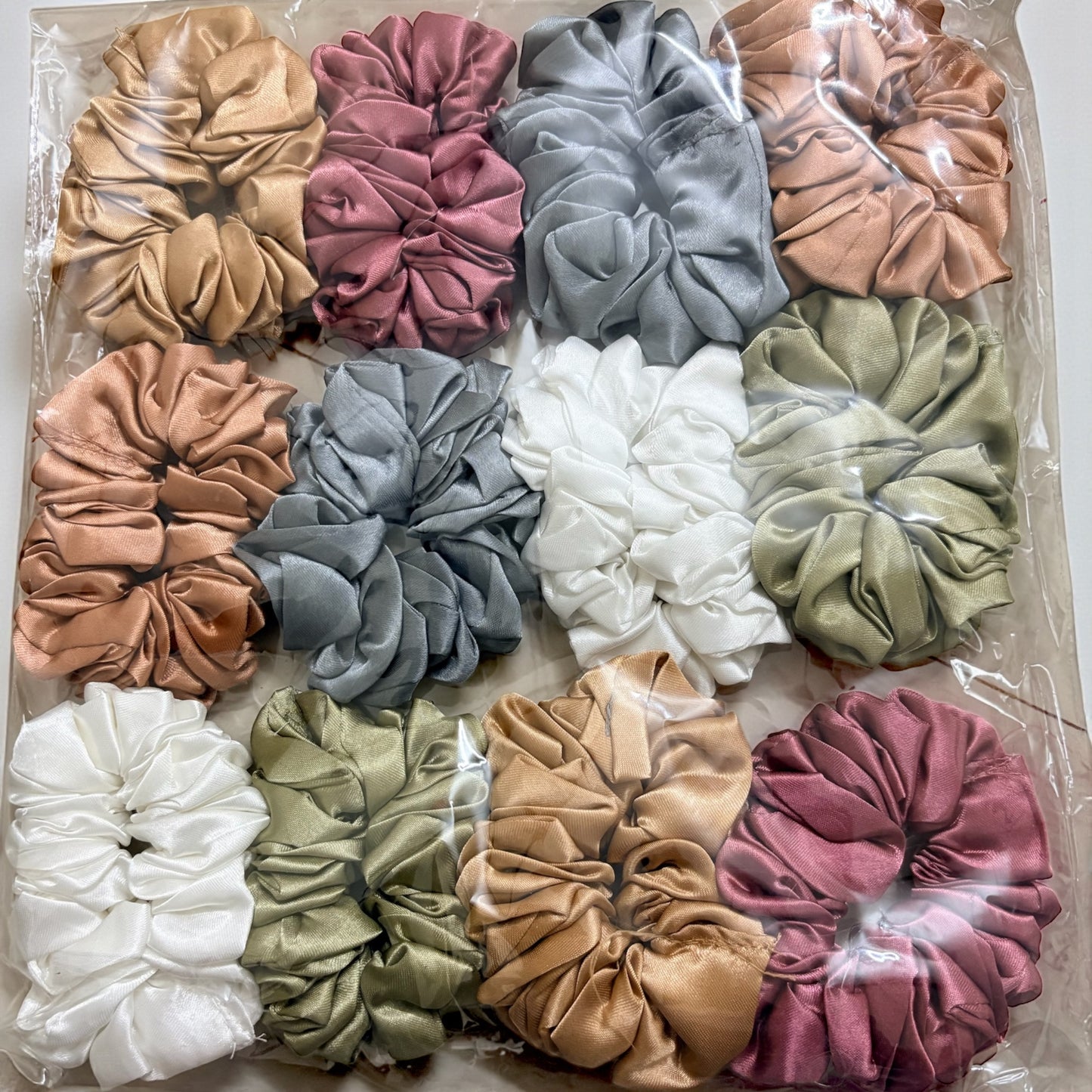 Multicolor Satin Scrunchies - Large (Pack of 12 pcs)- JHKC100139