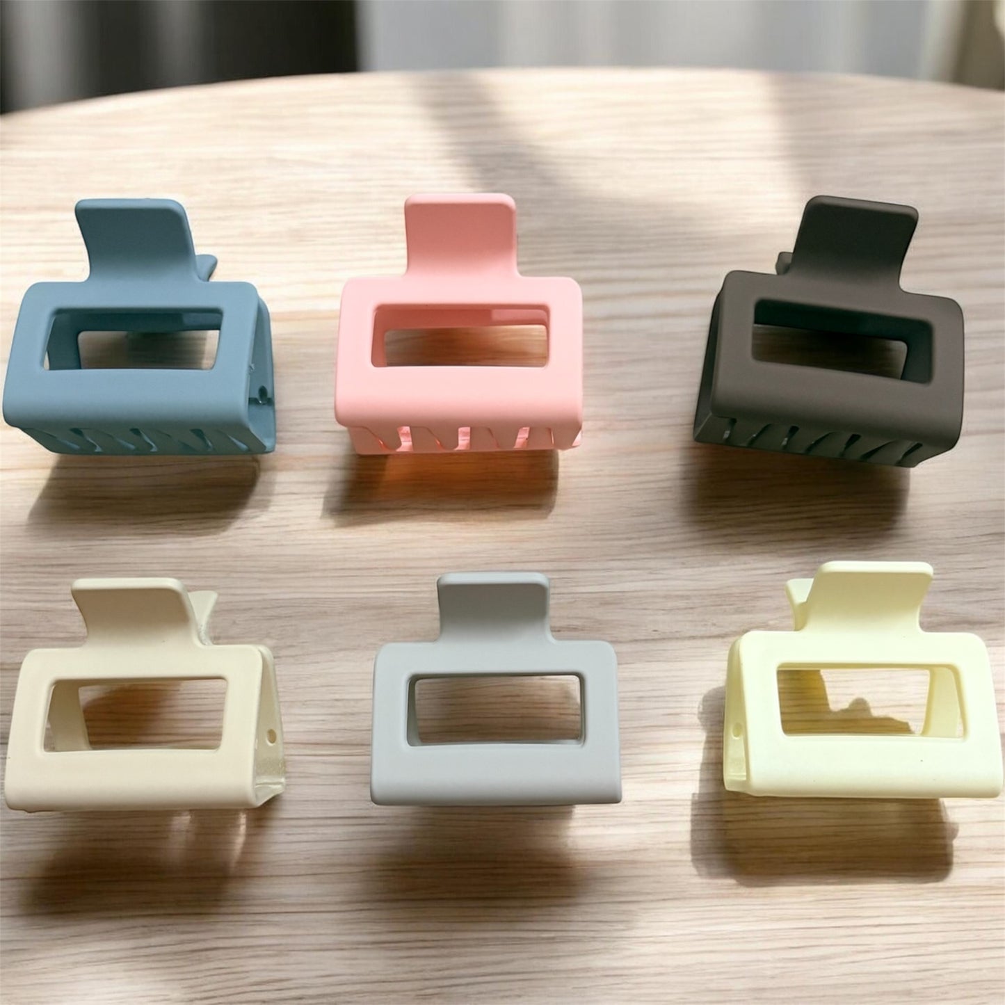 Matte Rectangle Korean Hair Clips (Mixed Color 6 pcs) JHKC100212 (Medium)