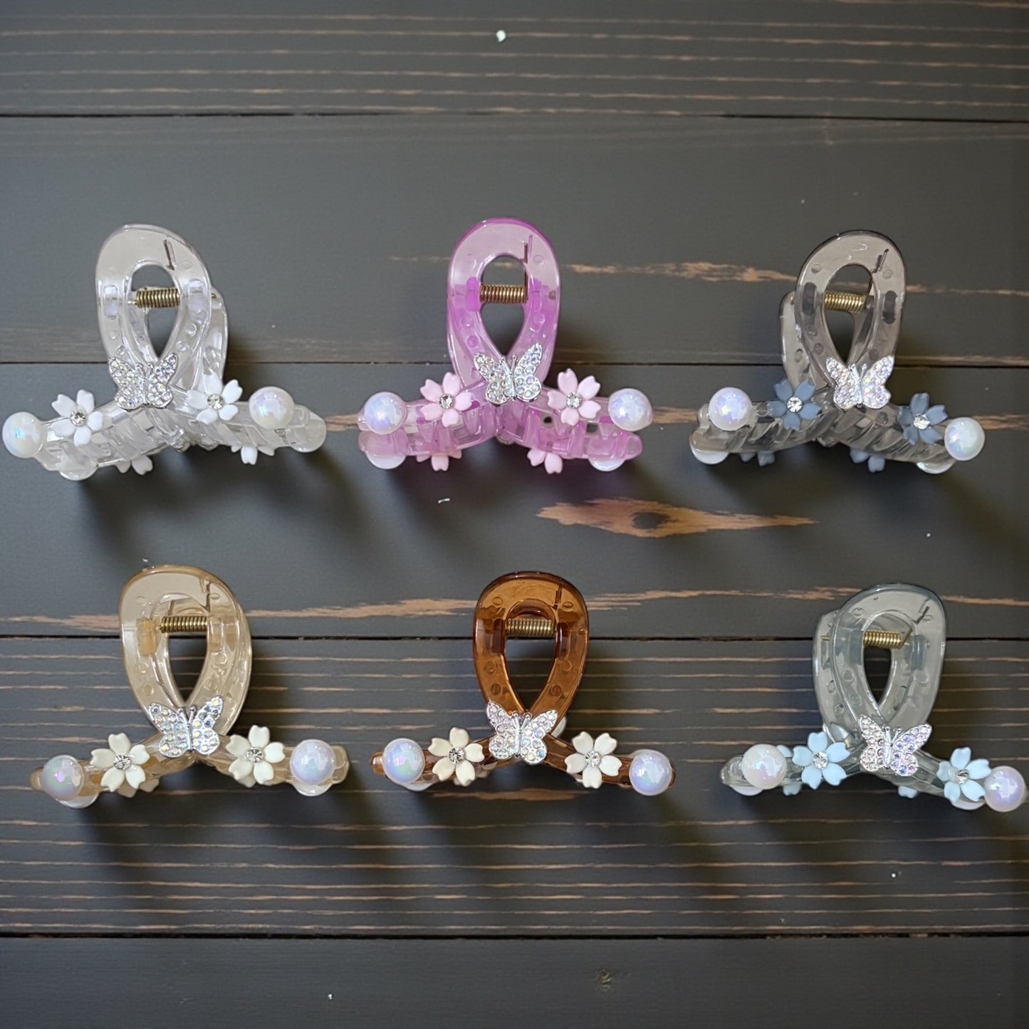 Premium Pearl Butterfly Korean Hair Claw Clips (Big) - Pack of 6 Pcs JHKC100147