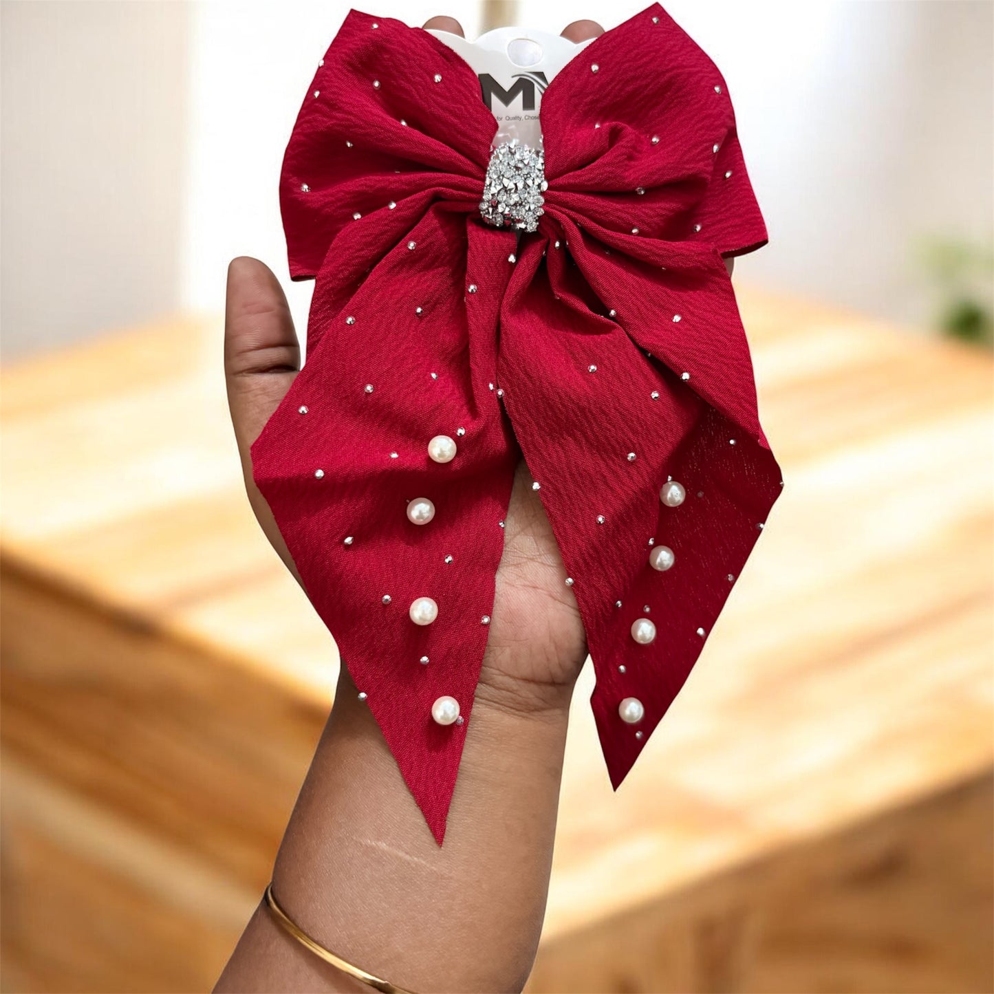 Multicolor Pearl Bow - Big (Pack of 6 pcs) JHKC100251