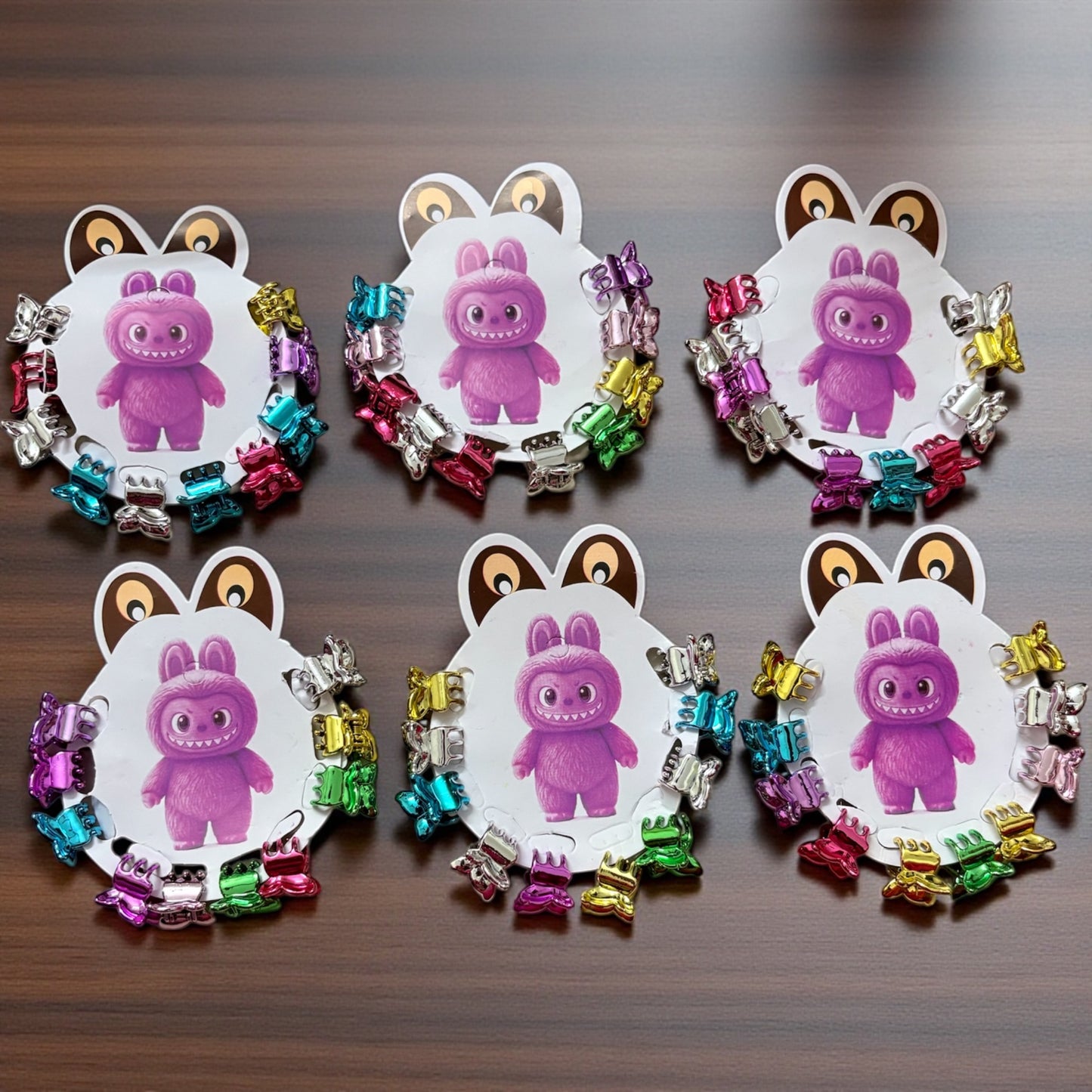 Multicolor Glossy Butterfly Korean Hair Clips for Kids (6 Set) - 60 pcs JHKC100155