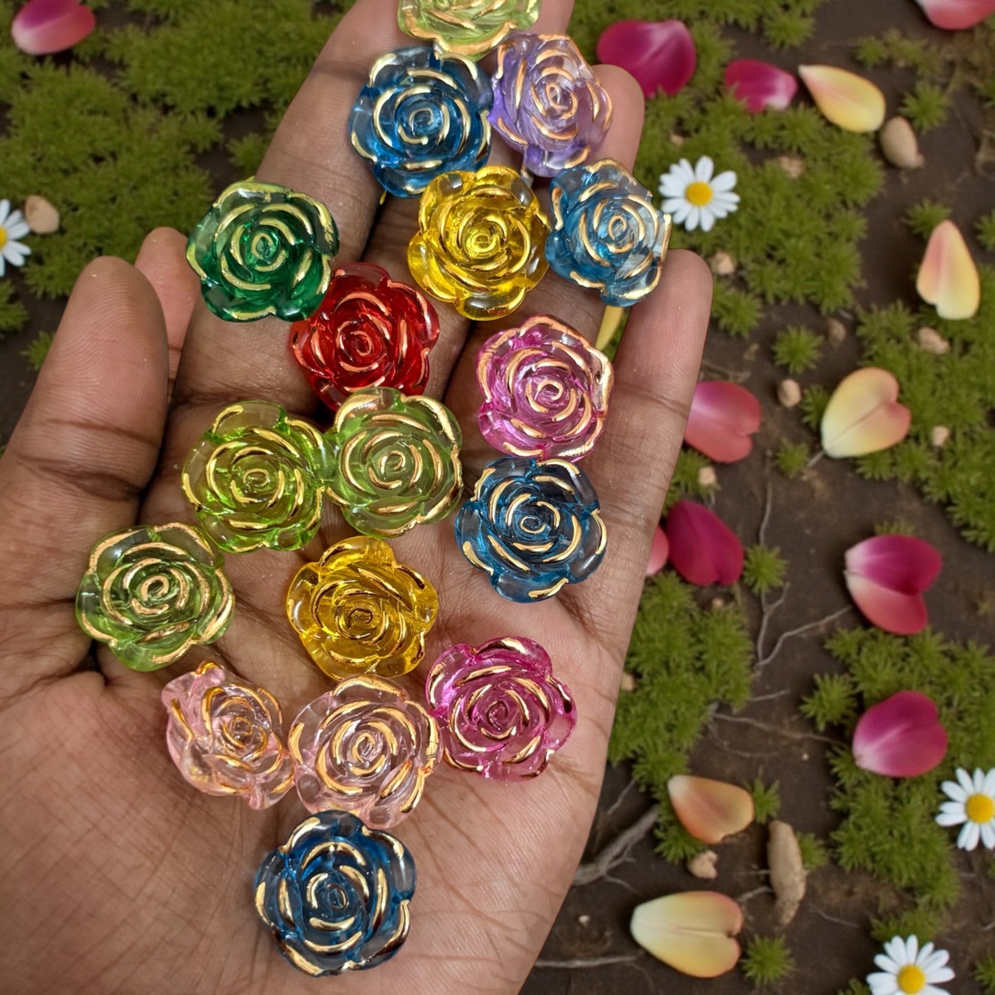 Multicolor Acrylic Rose with Golden Line (10gms)