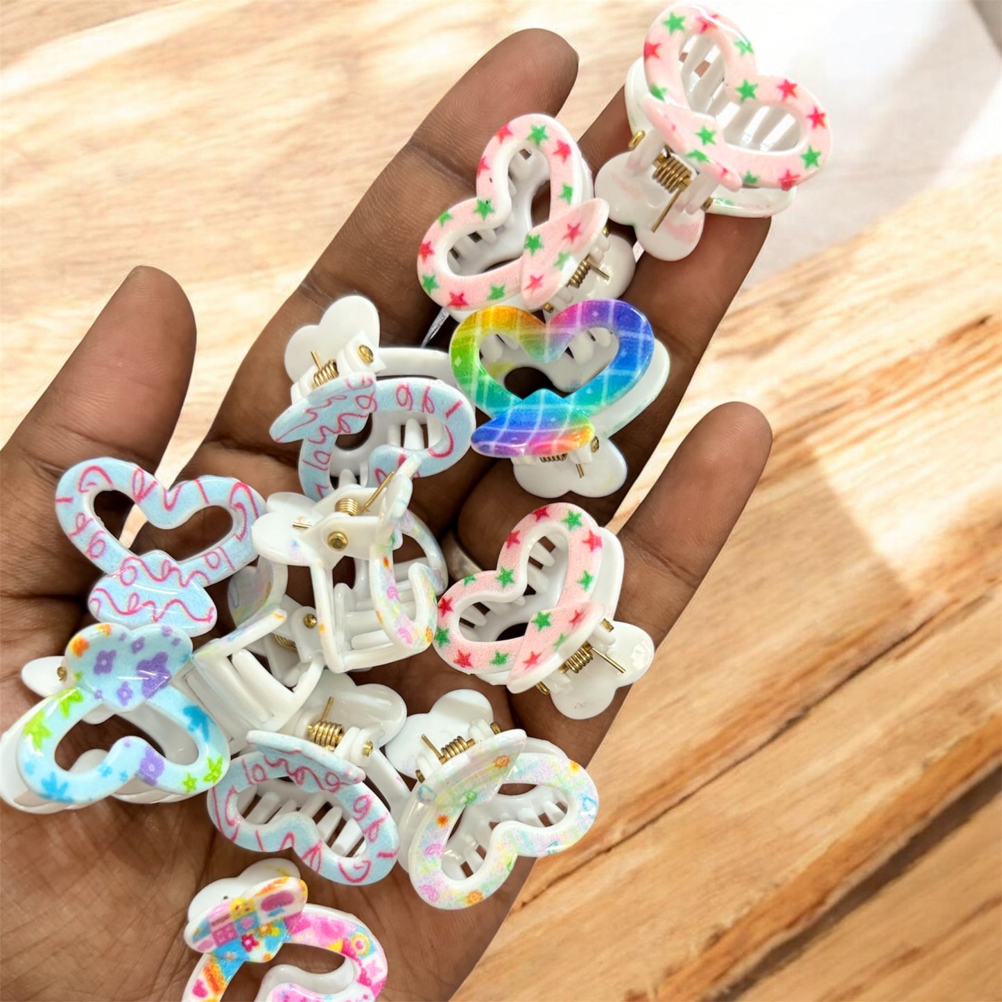 TuTu Multicolor Printed Korean Hair Claw Clips (Small) - Pack of 12 Pcs JHKC100278