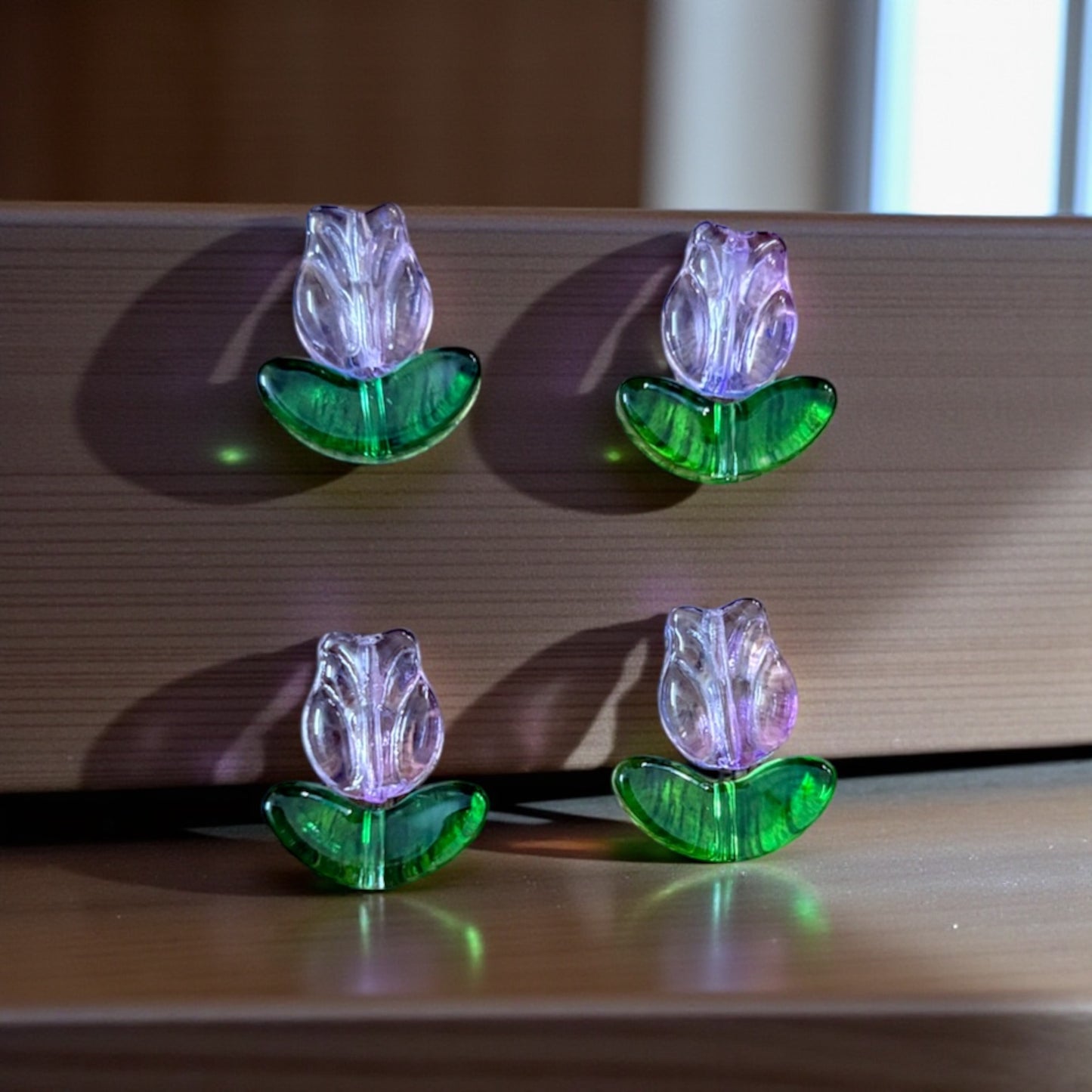 Premium Tulip Flower with Green Leaf (1 Pair) - Type 2