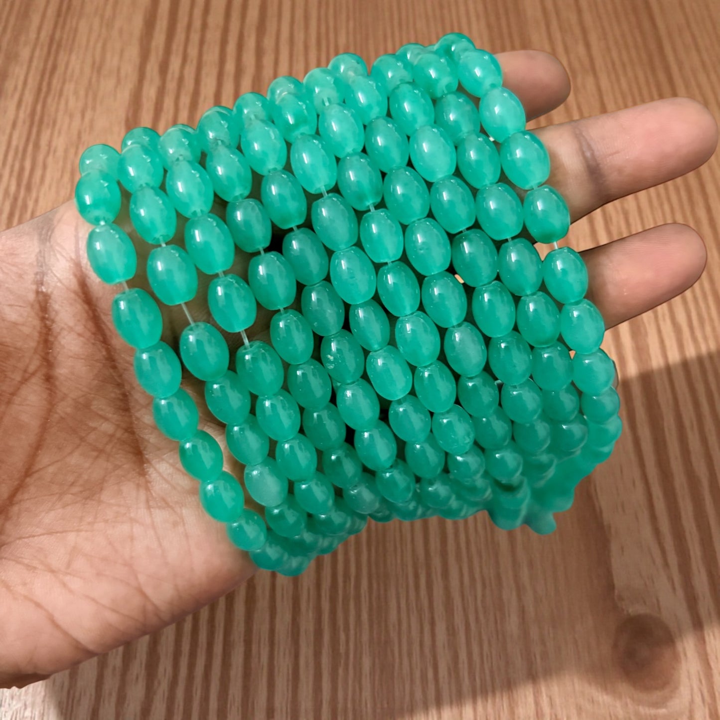 Oval Jelly Beads 8mm - Sea Green