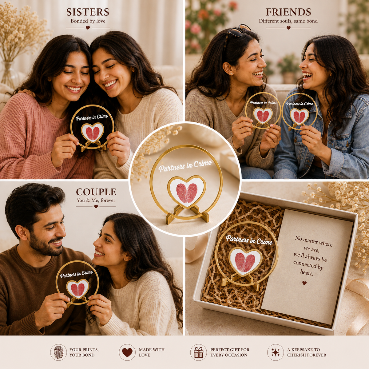 Customized Thumbprint Heart with Stand – Partners in Crime ❤️