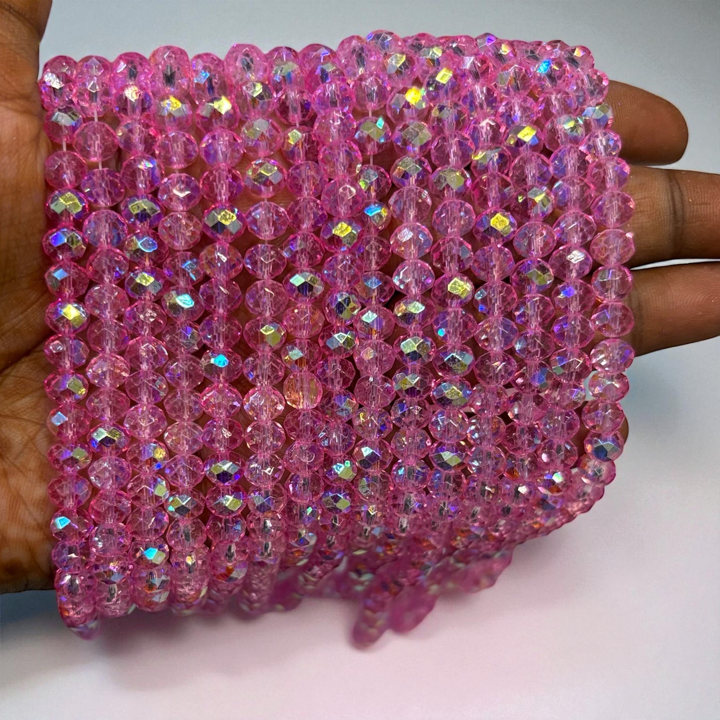 Premium Glitter Crystal Beads 6mm - Dark Pink