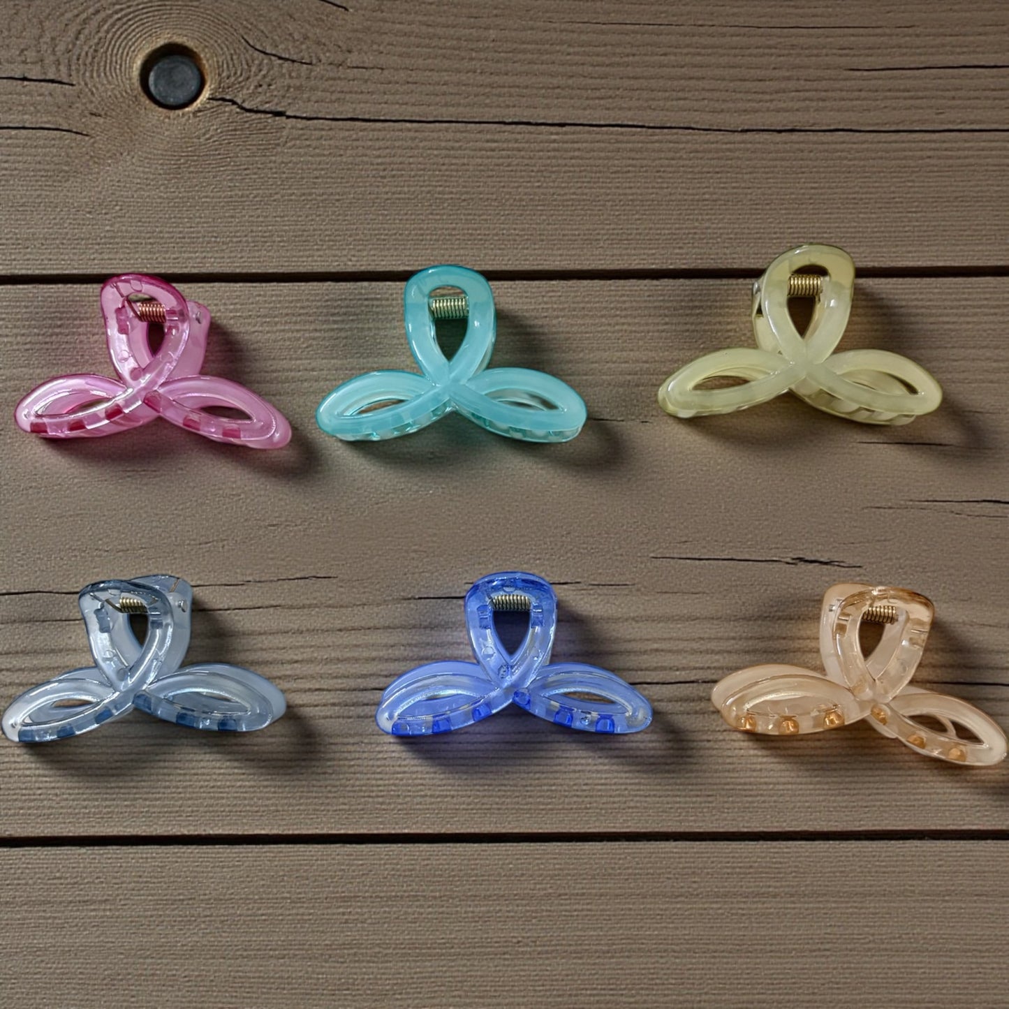 Multicolor Bow Glossy Korean Hair Clips Medium (Pack of 6 pcs) JHKC100196