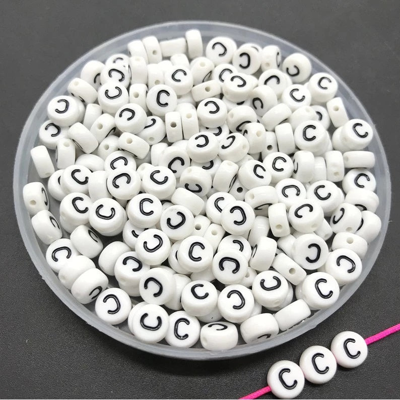 Round Alphabet Letter Beads (Pack of 10pcs)