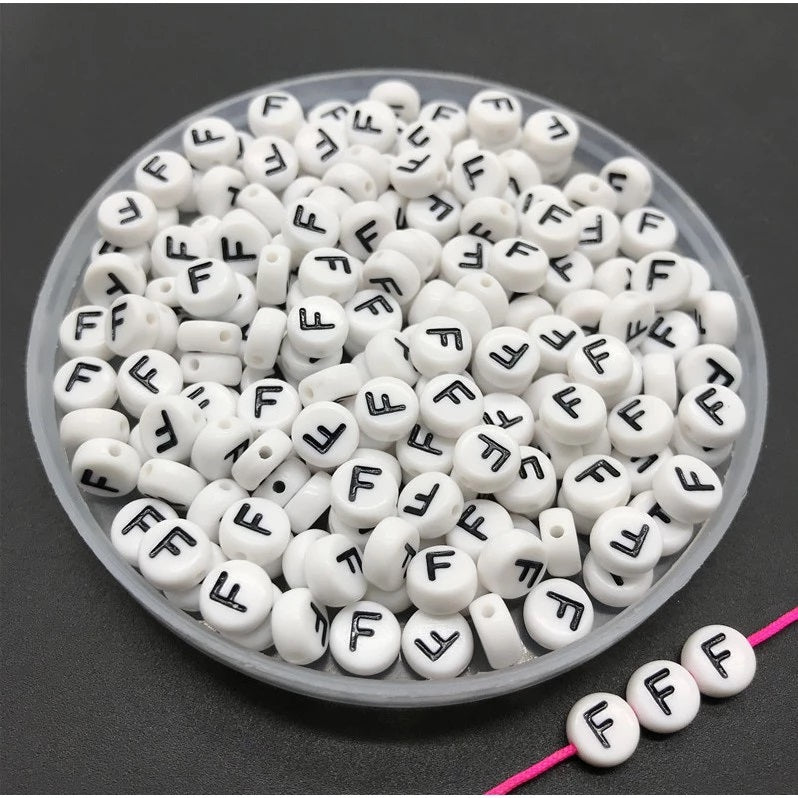 Round Alphabet Letter Beads (Pack of 10pcs)