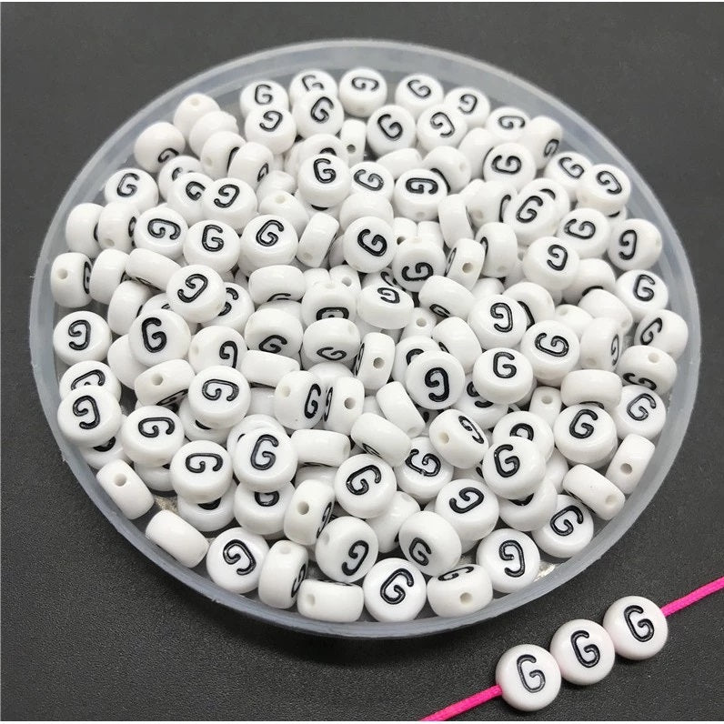Round Alphabet Letter Beads (Pack of 10pcs)