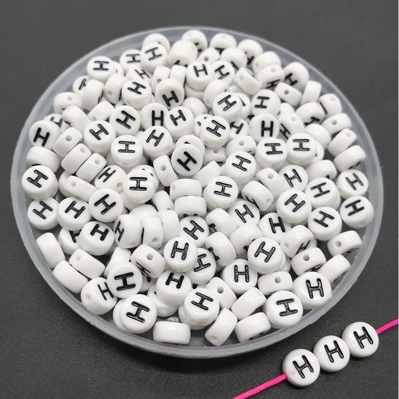 Round Alphabet Letter Beads (Pack of 10pcs)