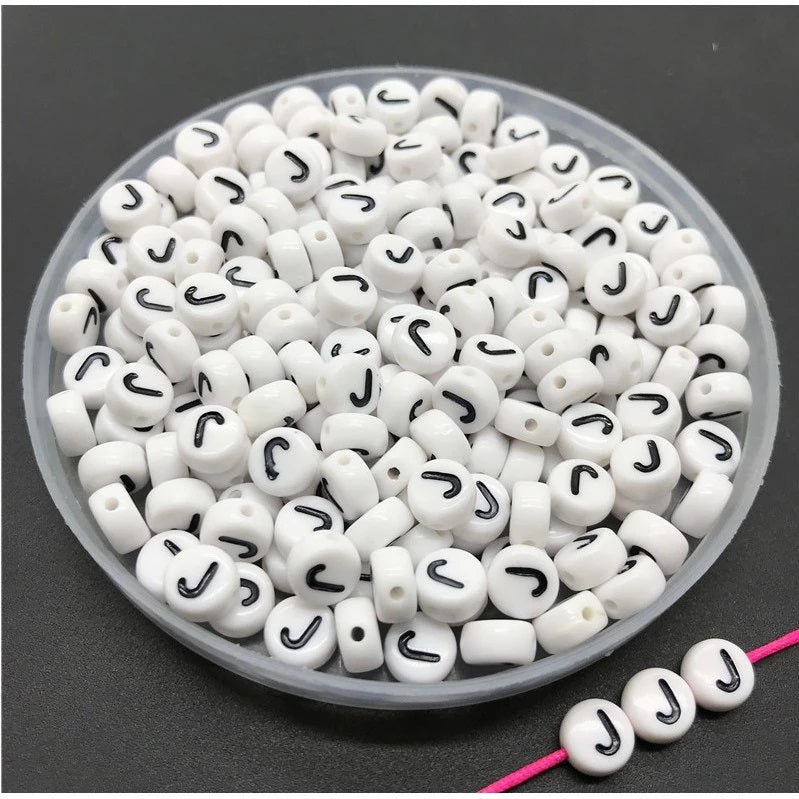 Round Alphabet Letter Beads (Pack of 10pcs)