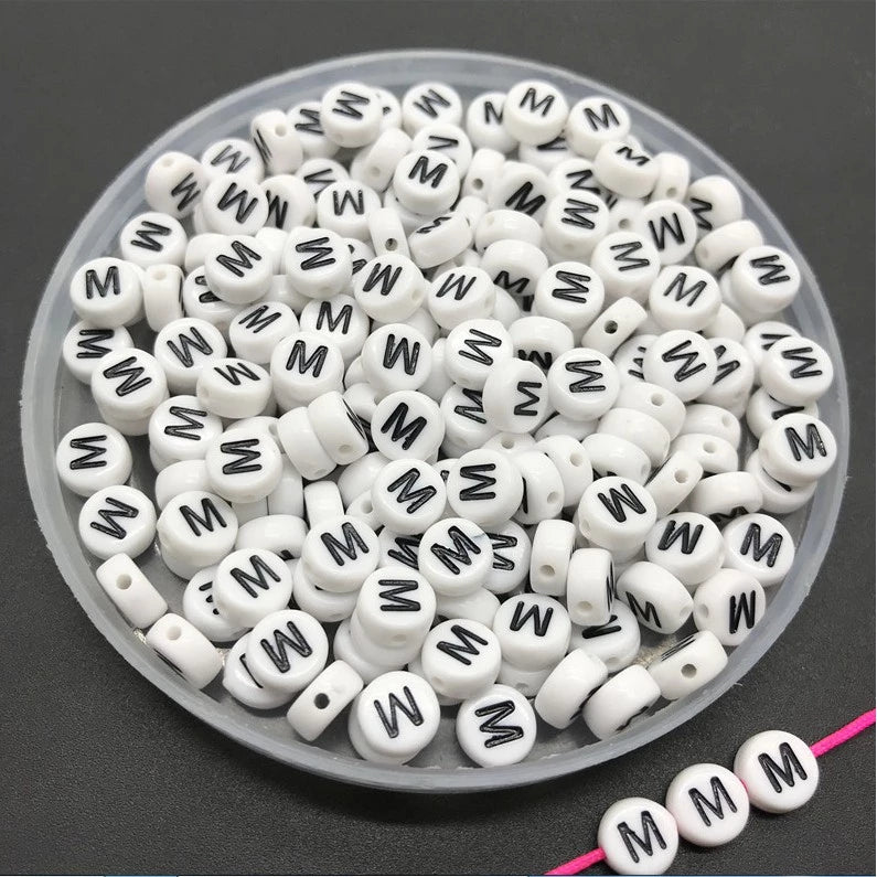 Round Alphabet Letter Beads (Pack of 10pcs)