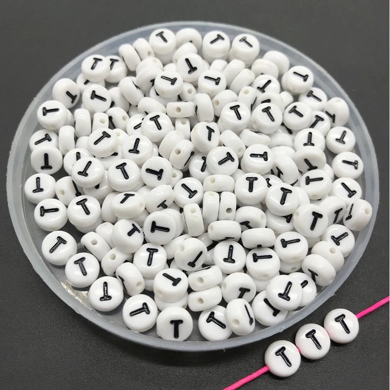 Round Alphabet Letter Beads (Pack of 10pcs)