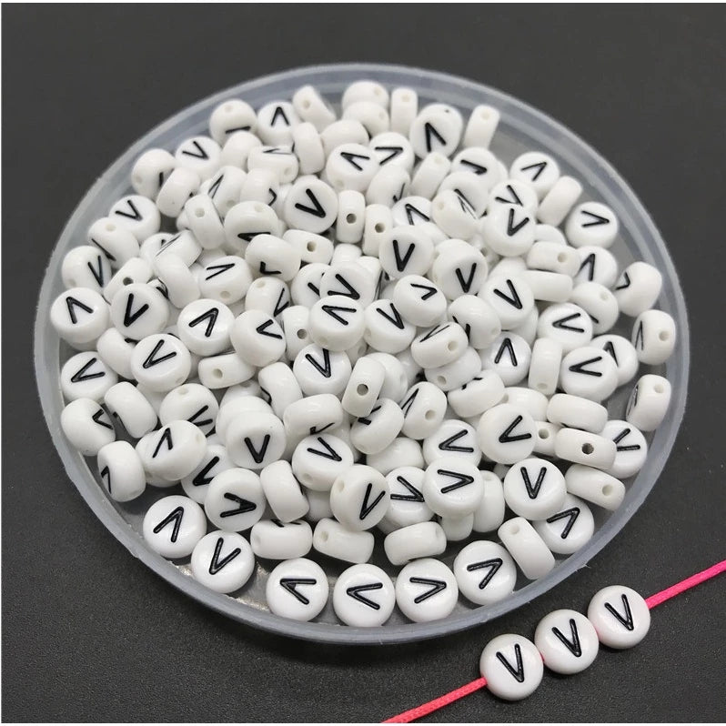 Round Alphabet Letter Beads (Pack of 10pcs)