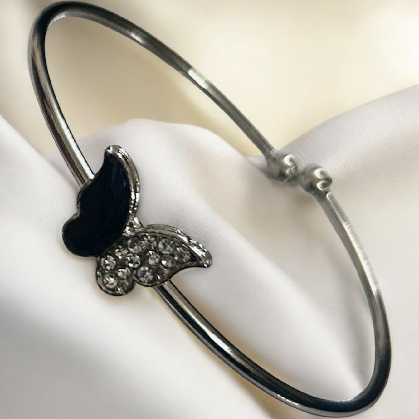 Silver Finish American Diamond Stone Free Size Bracelet - Type #13