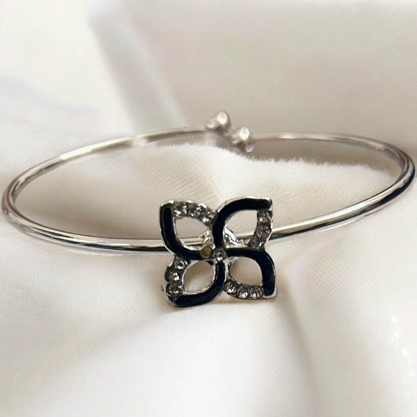 Silver Finish American Diamond Stone Free Size Bracelet - Type #12