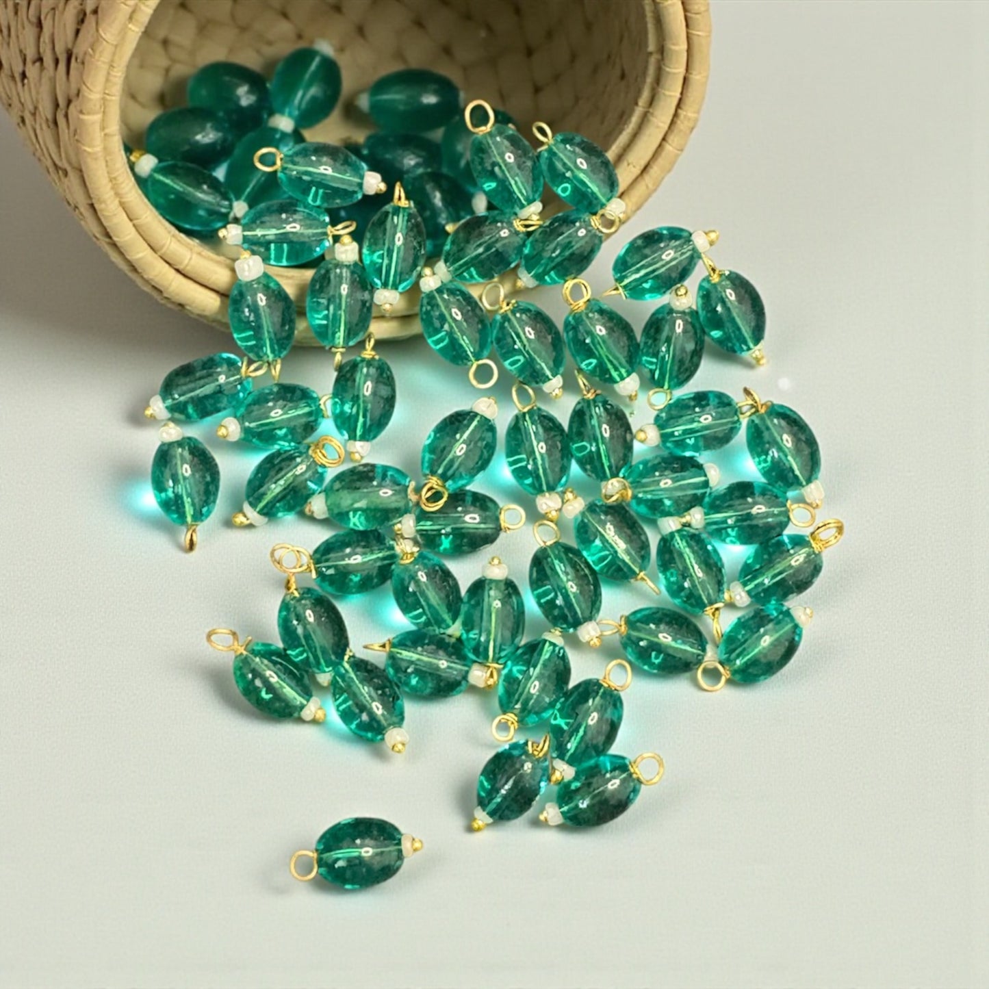 Transparent Oval Shape Glass Hanging Beads 8mm (10 pcs)