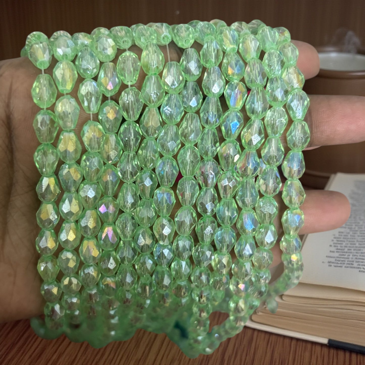 Premium Drop Crystal Beads 8mm - Pastel Green