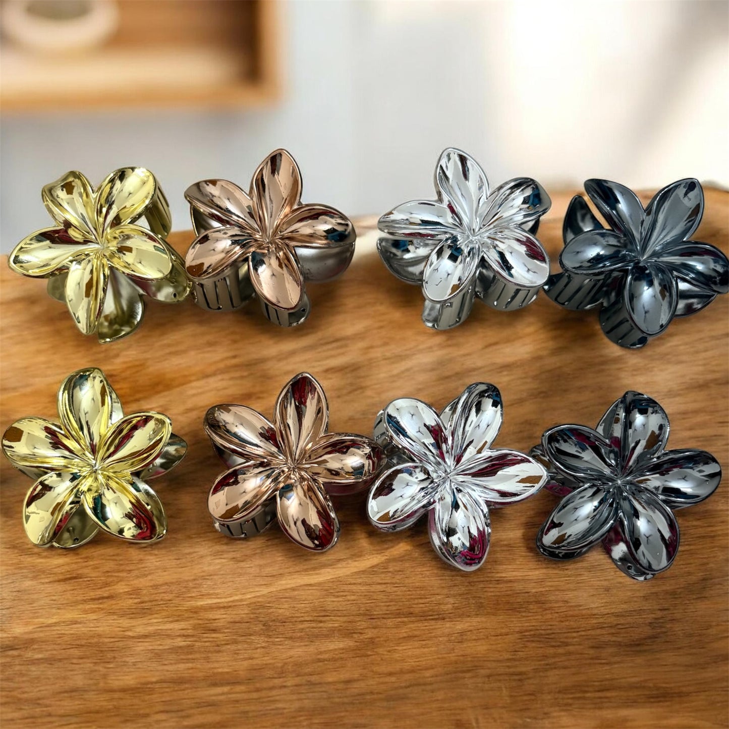 Foil Daisy Korean Hair Clips (Pack of 4 pcs) JHKC100223 (Big)