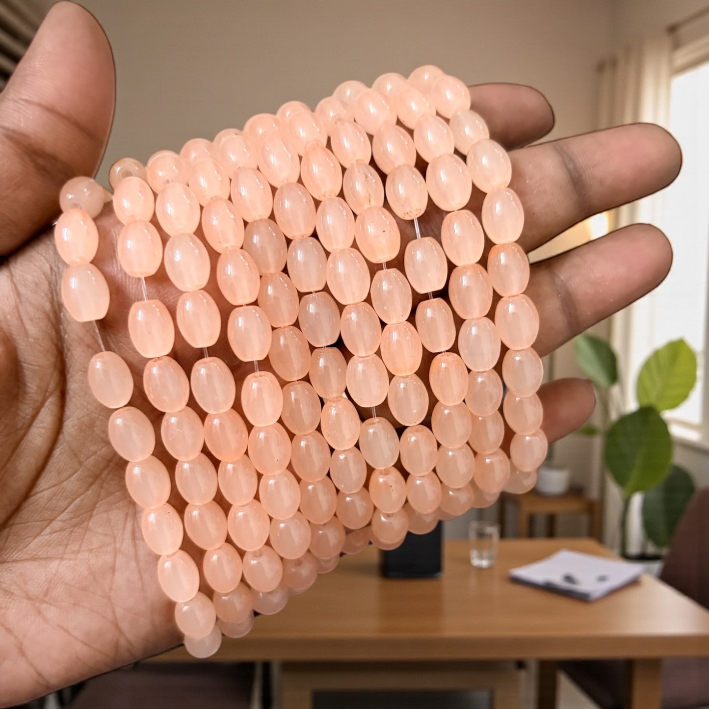 Oval Jelly Beads 8mm - Light Peach