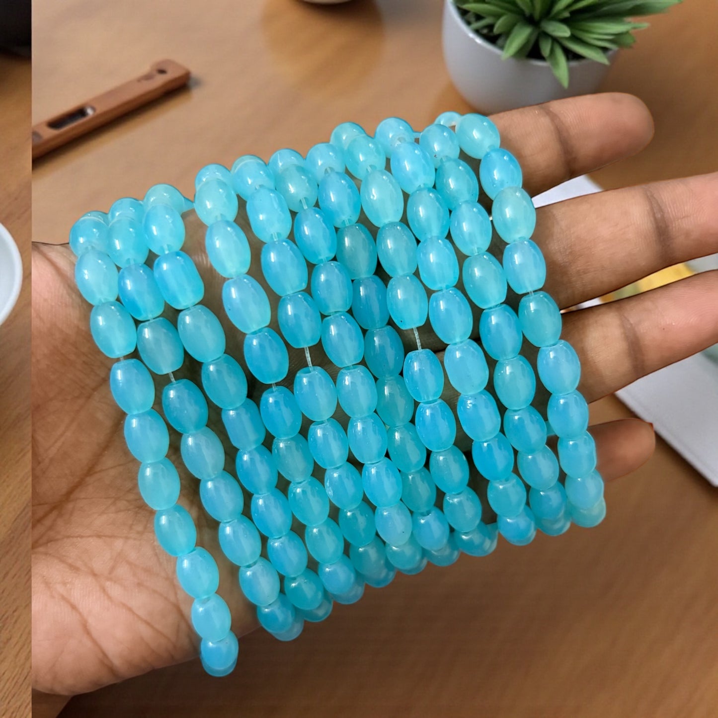 Oval Jelly Beads 8mm - Sky Blue