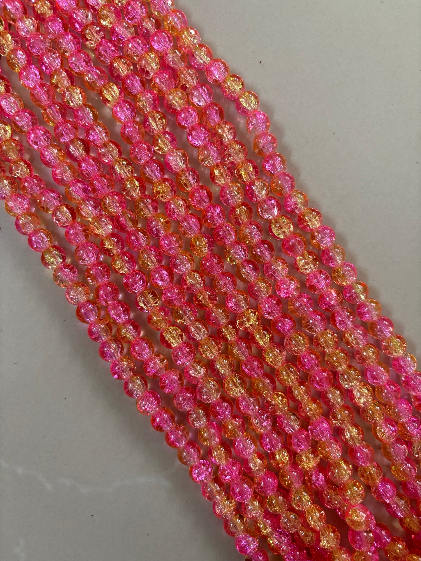 Crackle Beads 8mm - Dark Pink & Yellow