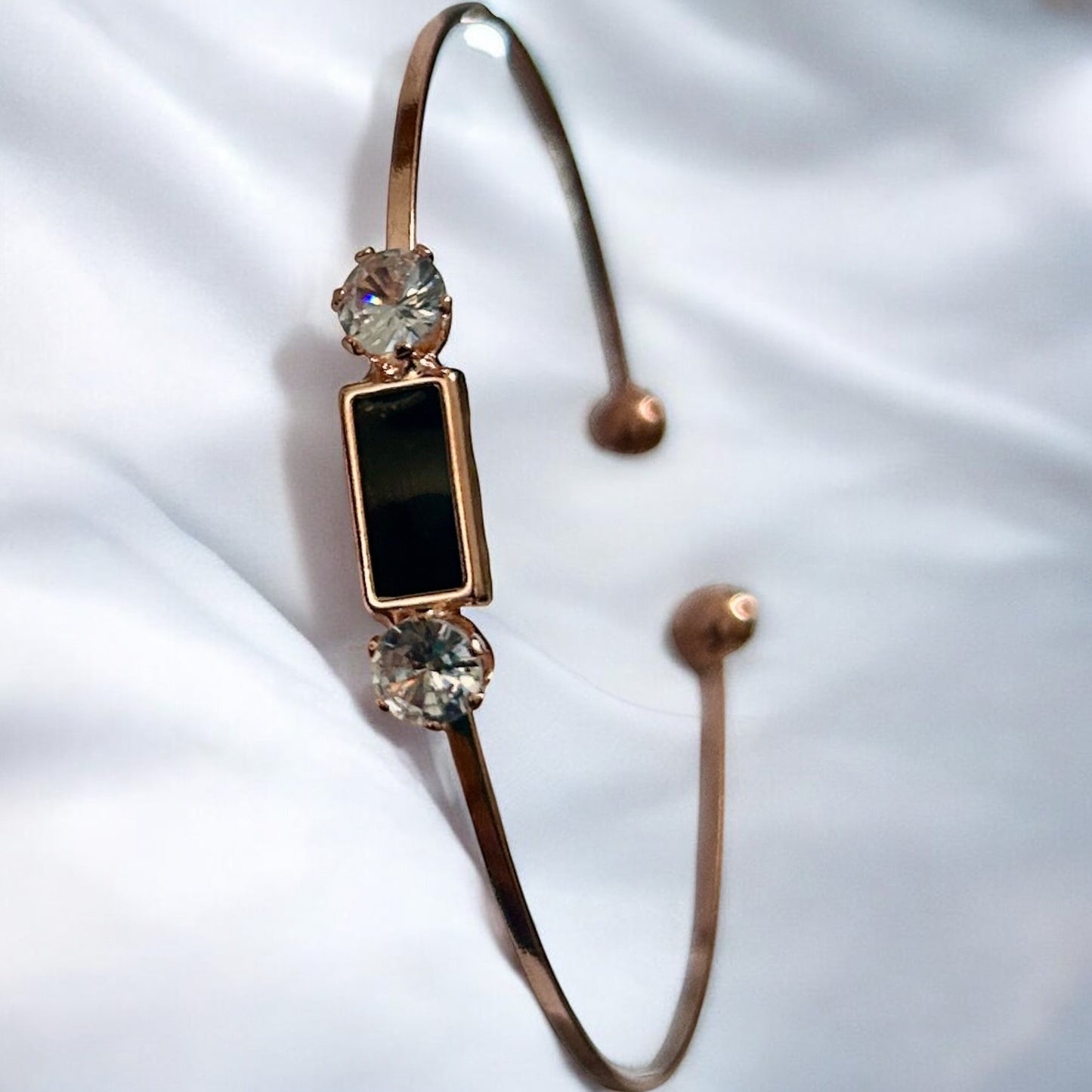 Rose Gold Finish American Diamond Stone Free Size Bracelet - Type #1