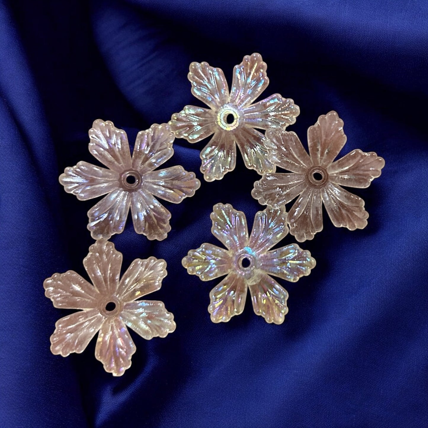 Acrylic Transparent Glitter Six Petals Flower (10 gms) Pearl Jewelry Making, Bracelet, Necklace, Earrings, DIY Accessories