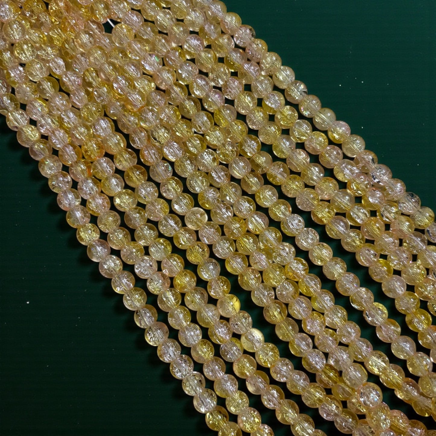 Crackle Beads 8mm - Yellow & White