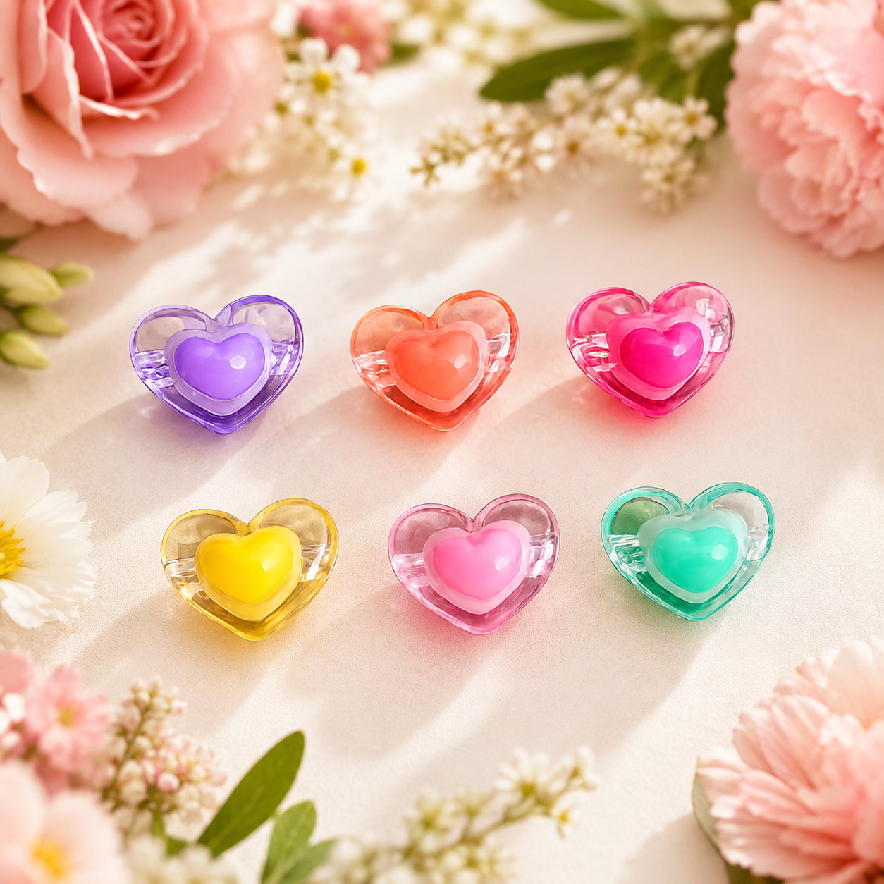 Acrylic Multicolor Transparent Heart (10gms)