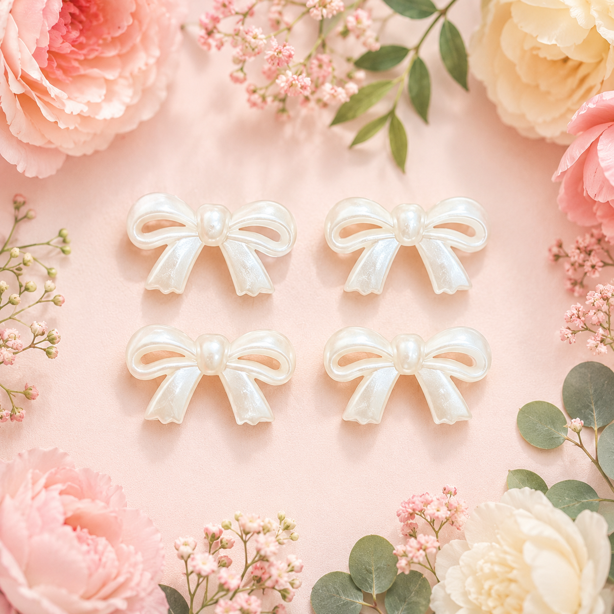 Acrylic Trending White Bows (10gms)