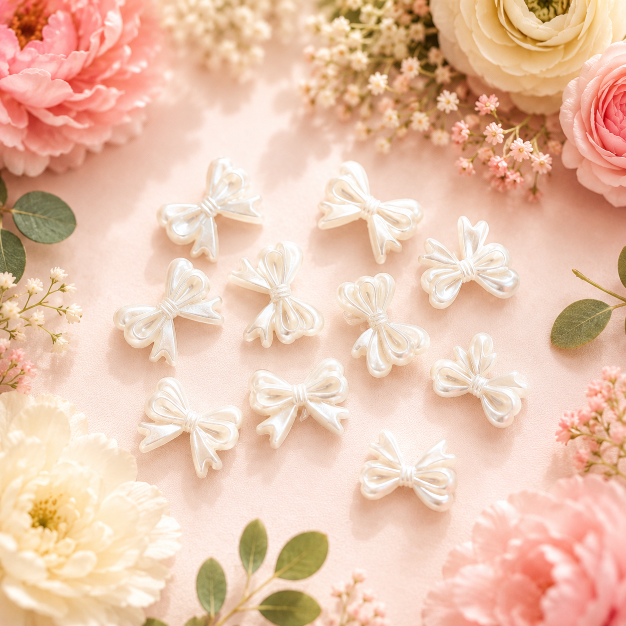 Acrylic Trending White Bows (10gms) (Type 2)