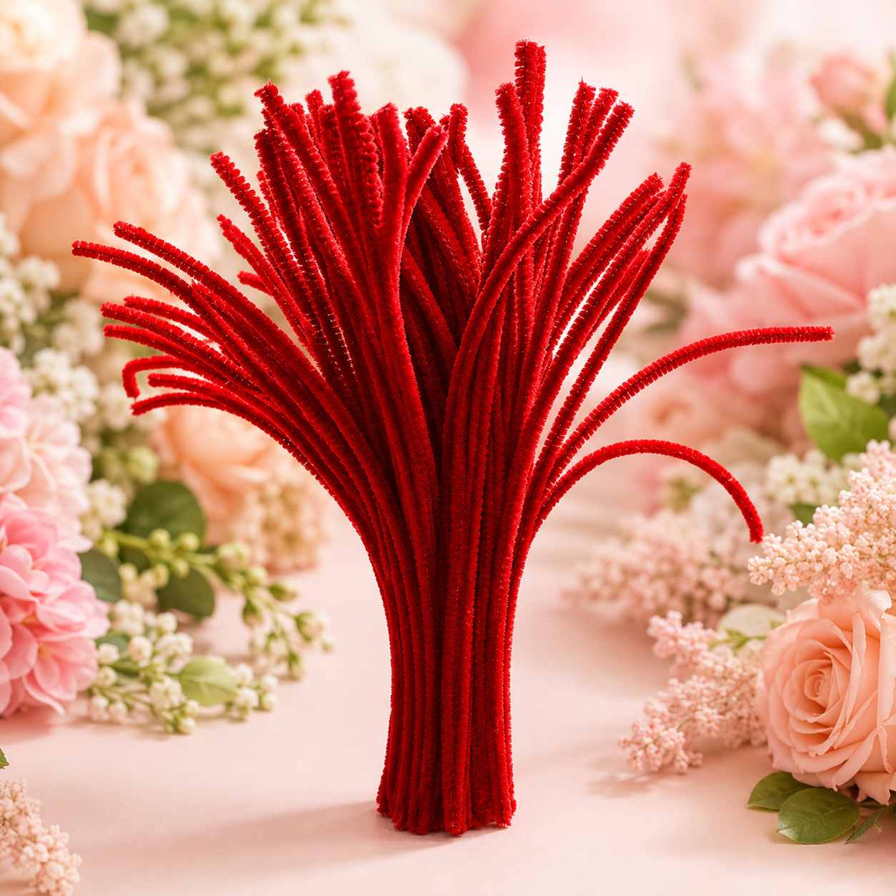 Pipe Cleaners for DIY Crafts (Pack of 100pcs) - Red