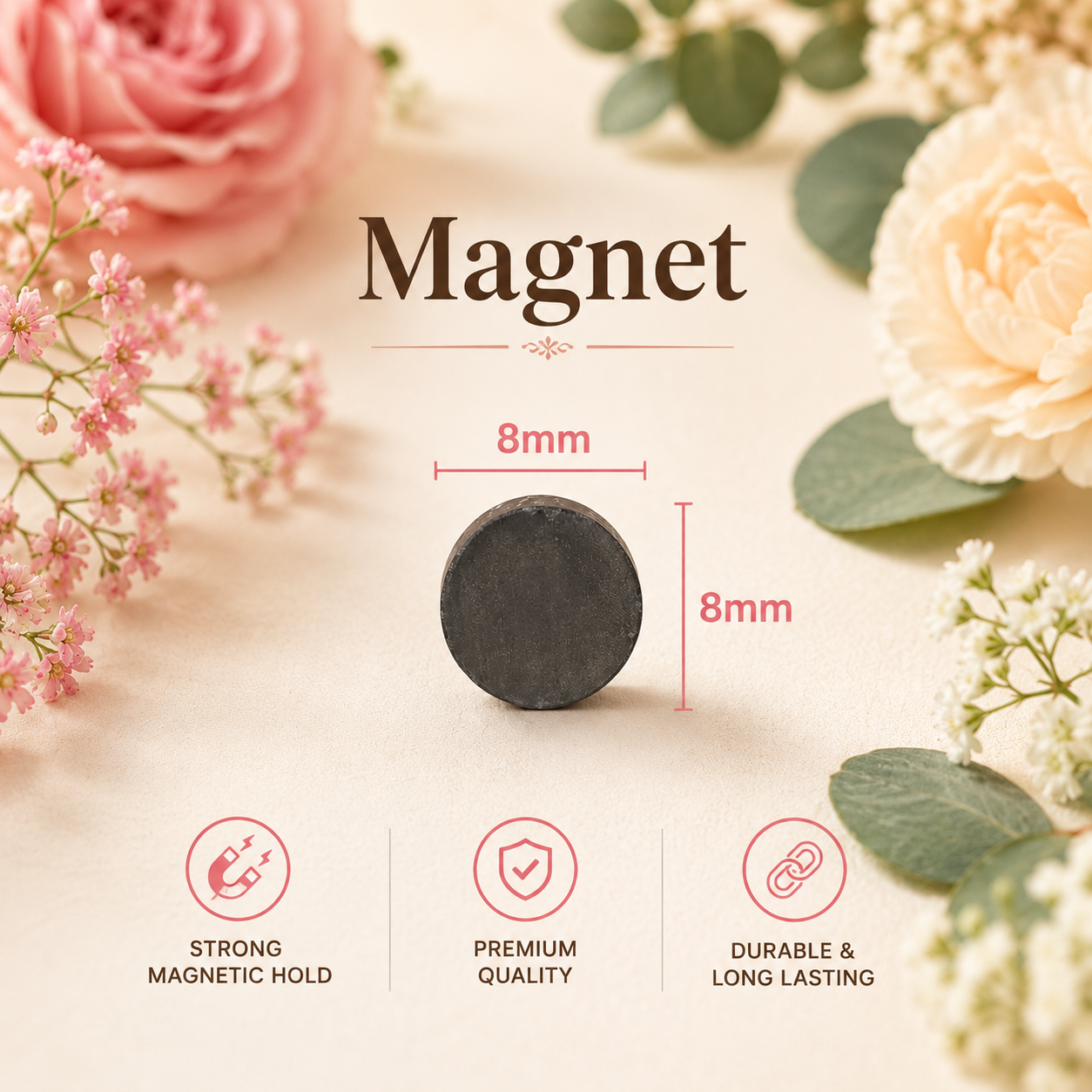DIY Fridge Magnet – 8mm Round Craft Magnet (1 Piece)