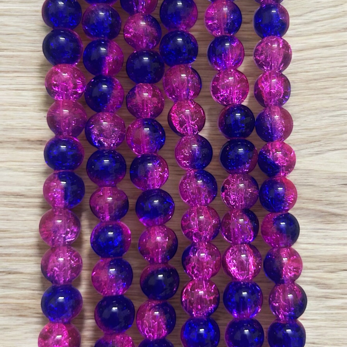 Crackle Beads 8mm - Dark Pink & Dark Blue