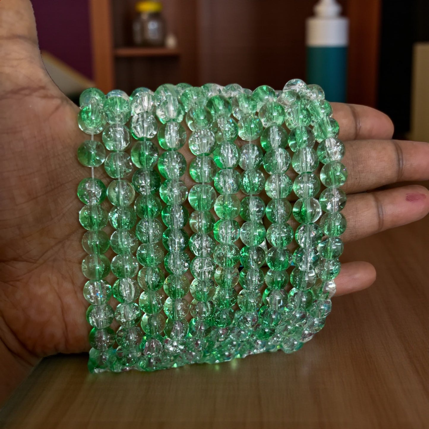 Crackle Beads 8mm - Green & White