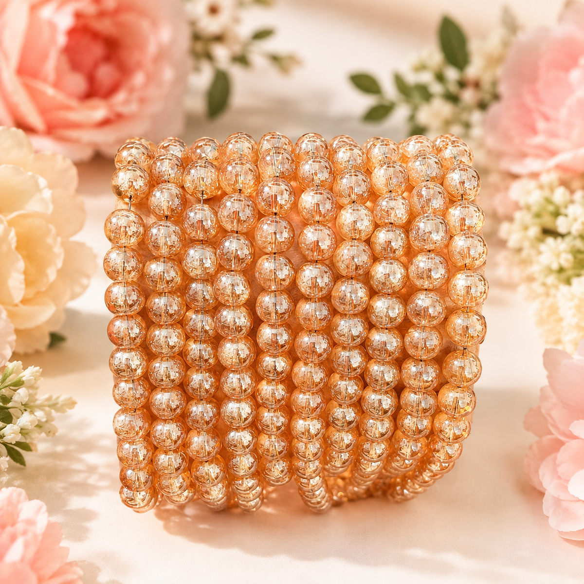 Golden Transparent Jelly Beads 8mm